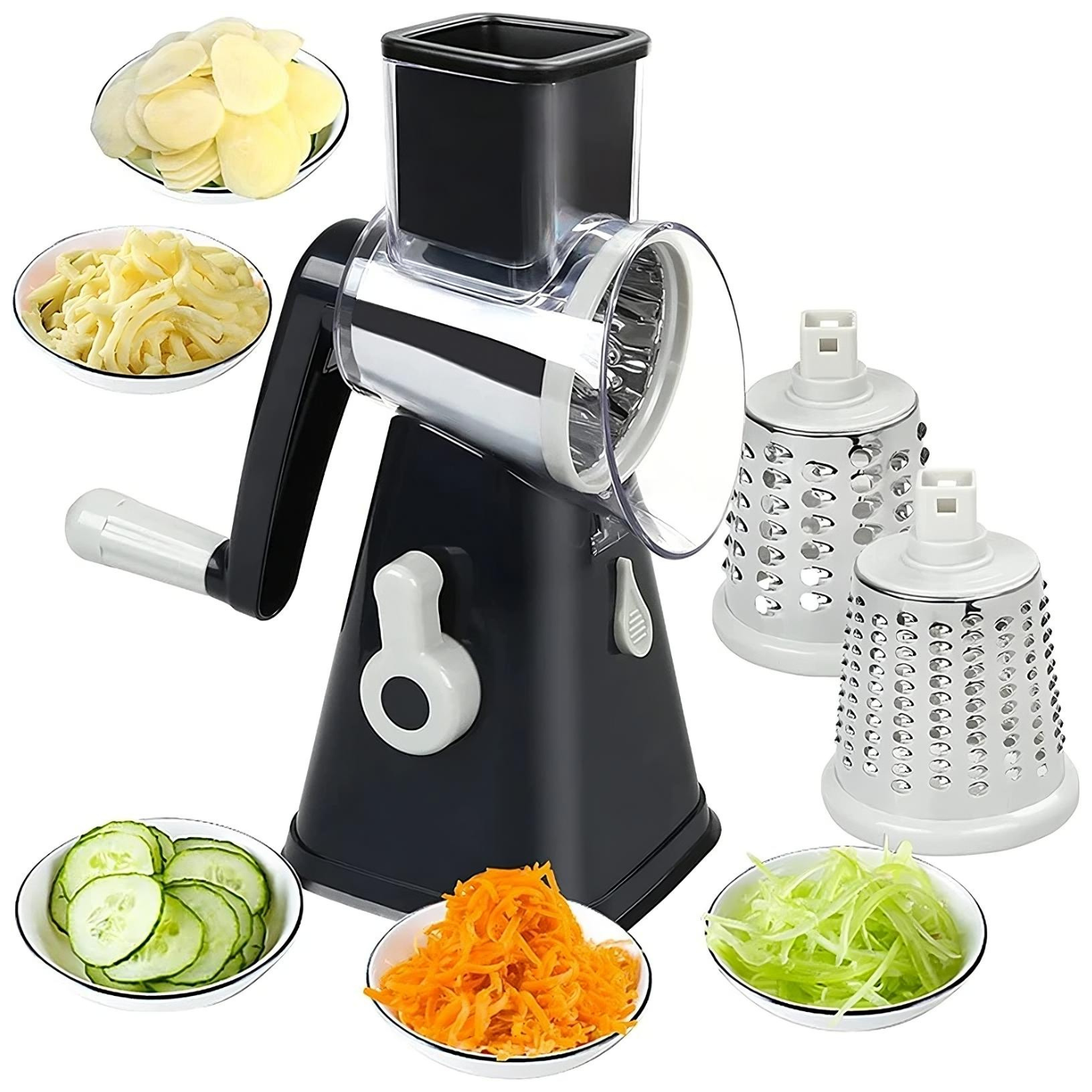 3-in-1 Rotary Cheese Grater & Vegetable Slicer – main product image | Buzzora