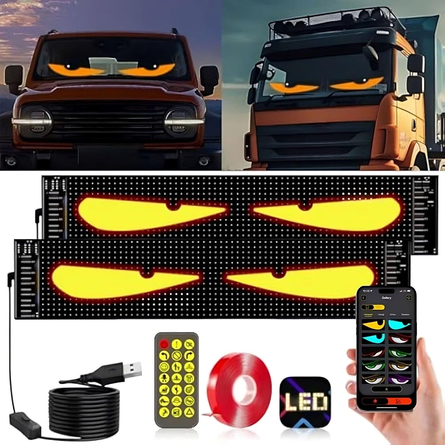 Dynamic LED Windshield Eyes – product detail view | Buzzora