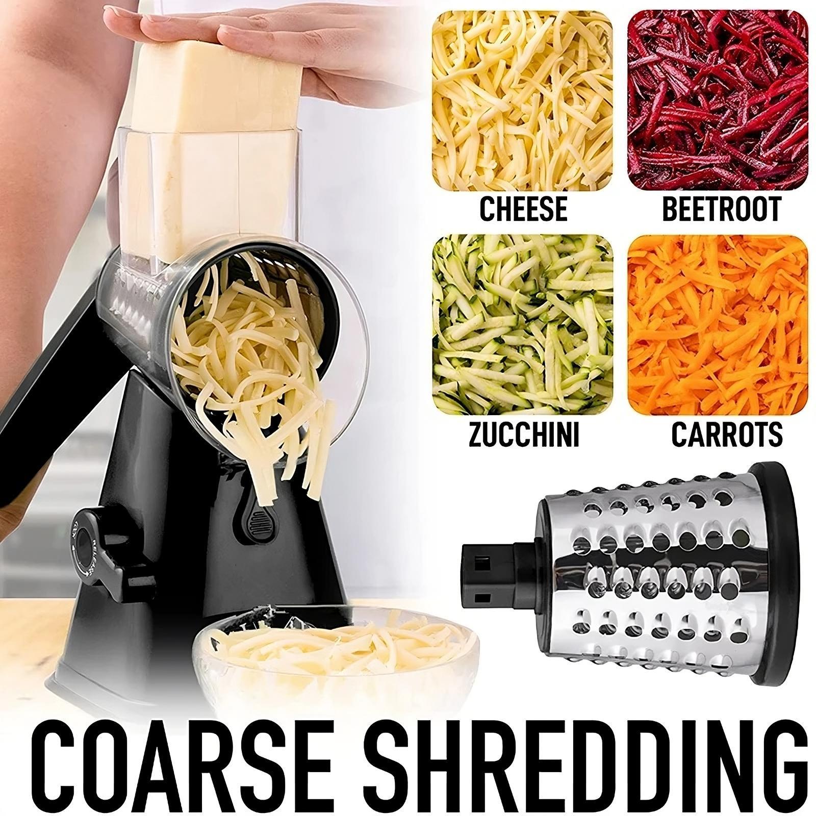 3-in-1 Rotary Cheese Grater & Vegetable Slicer – product detail view | Buzzora