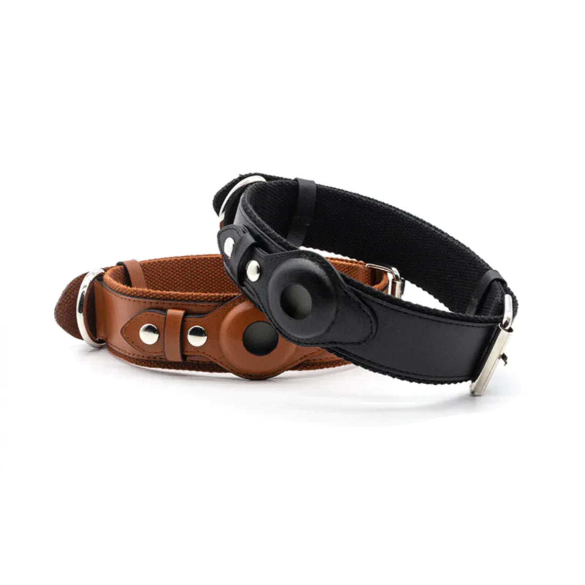 Leather AirTag Dog Collar – size and color options | Buzzora
