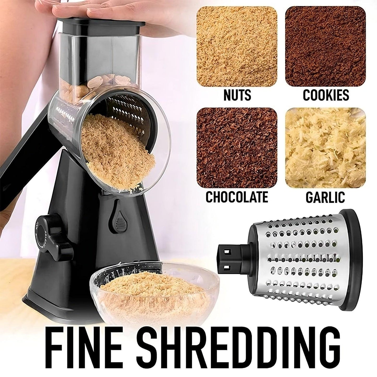 3-in-1 Rotary Cheese Grater & Vegetable Slicer – size and color options | Buzzora