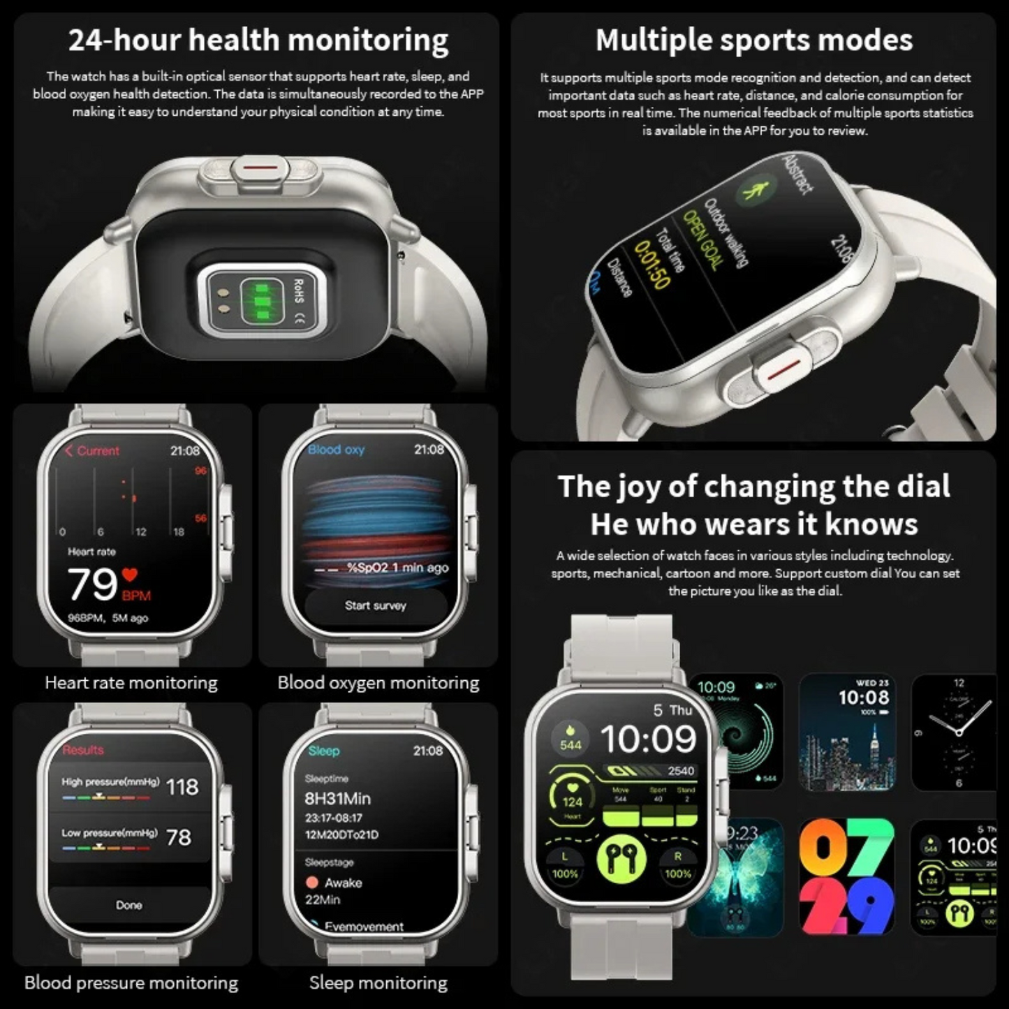 Smartwatch with Earbuds – size and color options | Buzzora