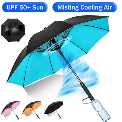 Portable Umbrella with Fan & Misting – lifestyle use photo | Buzzora