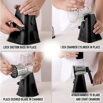 3-in-1 Rotary Cheese Grater & Vegetable Slicer – lifestyle use photo | Buzzora