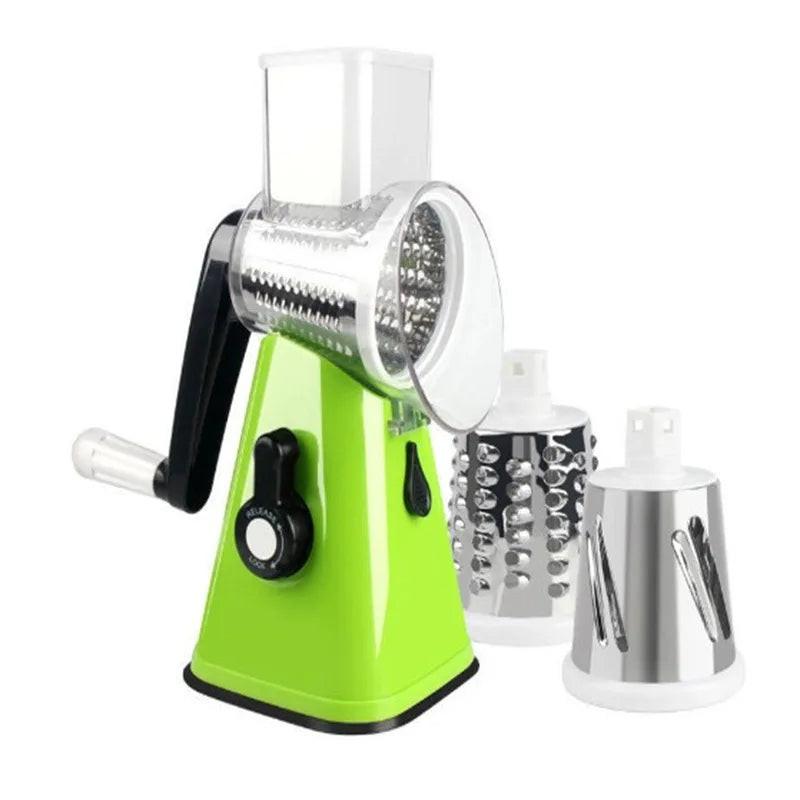 3-in-1 Rotary Cheese Grater & Vegetable Slicer – packaging and accessories | Buzzora