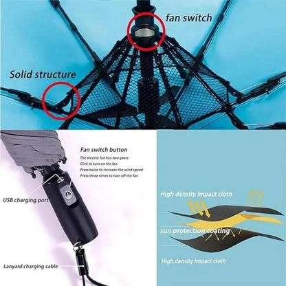 Portable Umbrella with Fan & Misting – gallery image 9 | Buzzora