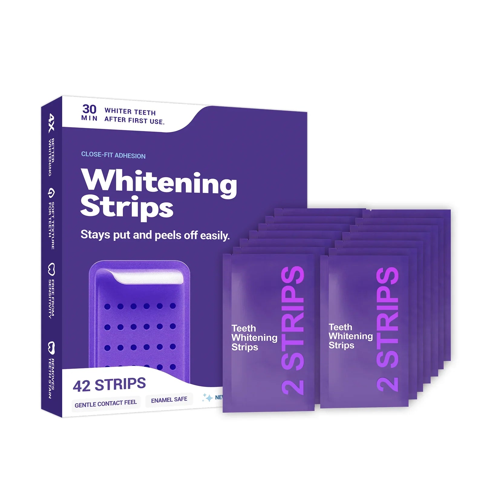 Purple Teeth Whitening Strips Improve Dental Yellowing Oral Cleaning Gel Teeth Bright Stain for Lasting Bright Smile
Purple Teeth Whitening Strips 42